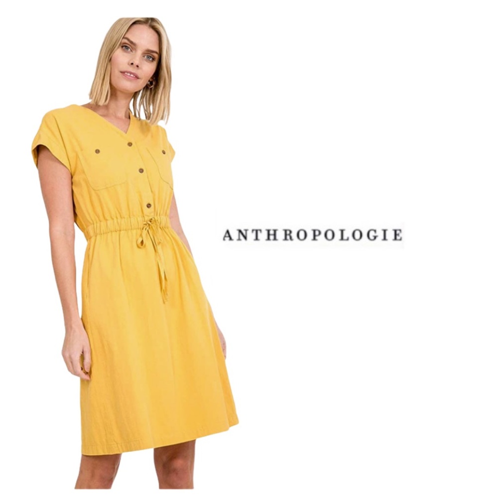Mo:Vint by Anthro Mustard Yellow dress
